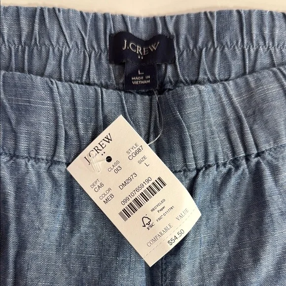 J. Crew High Waist Blue Shorts with Elastic Waistband - Picture 2 of 6